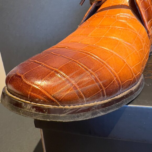 TAYNO | DRESS SHOE BOOT | FAUX GATOR SIZE 9 ORANGE RUST COLOR | LACE UP - Picture 11 of 11